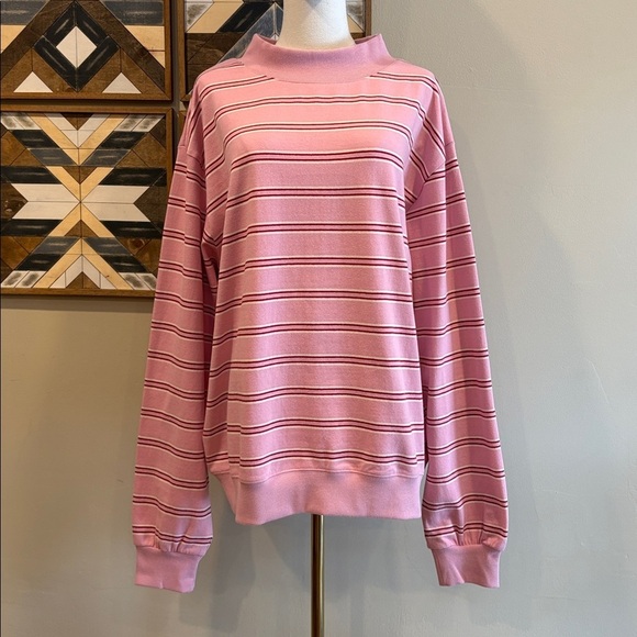 Parke Tops - PARKE Valentine’s Day Striped Mockneck in Blush Pink size L/XL NEW